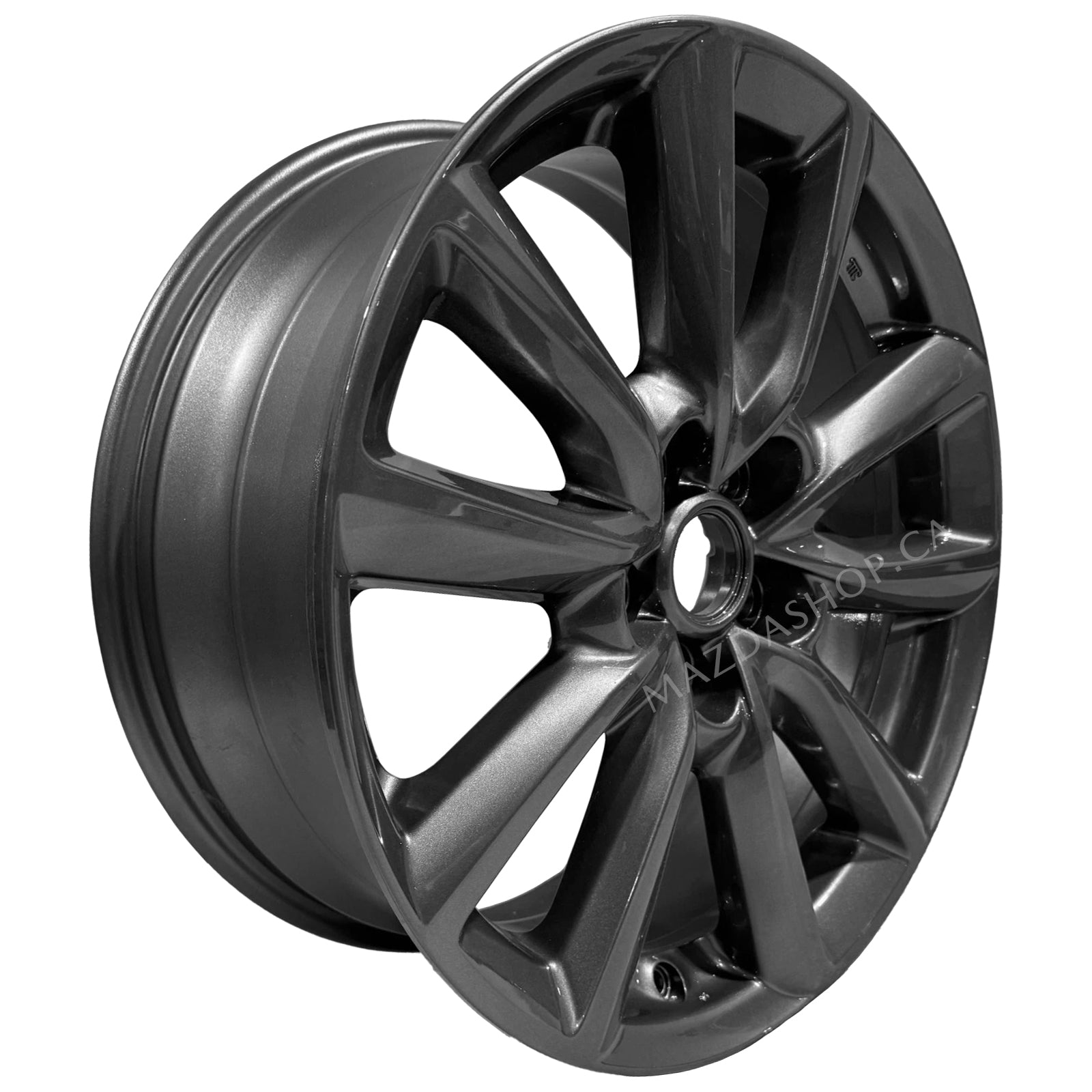 Black alloy wheel on a white background