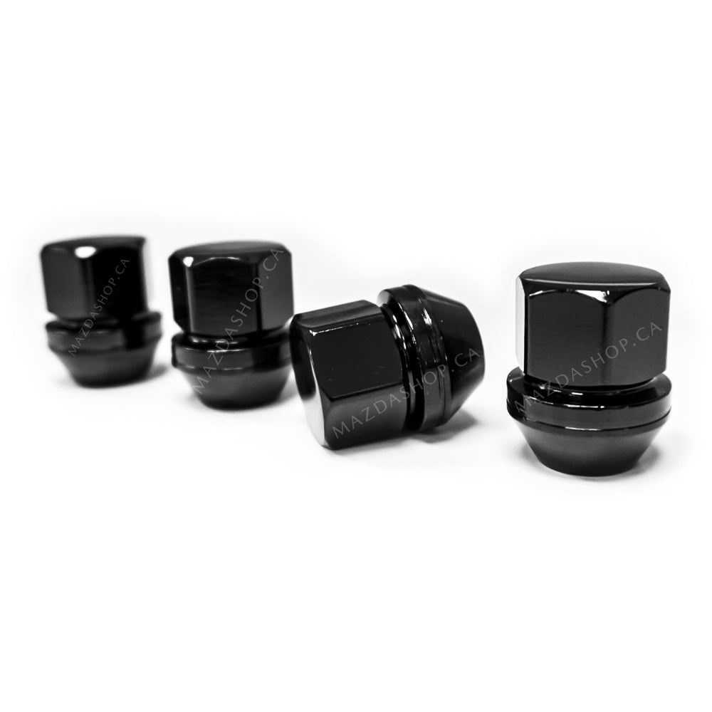 Wheel Nuts (4 pcs) — Duplex Bulge Acorn in Gloss Black (21mm) | Mazda