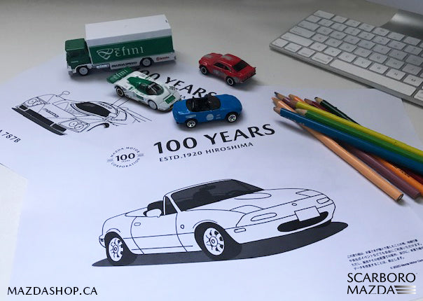 Mazda 100th Anniversary Printable Colouring Sheets!