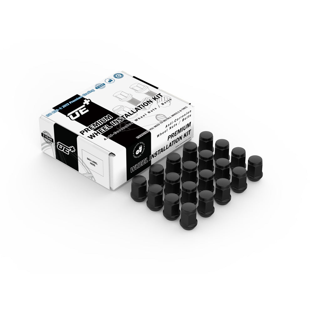 Wheel Nut Set (20 pcs) — Acorn in Gloss Black (21mm) | OE+ (OEPlus)