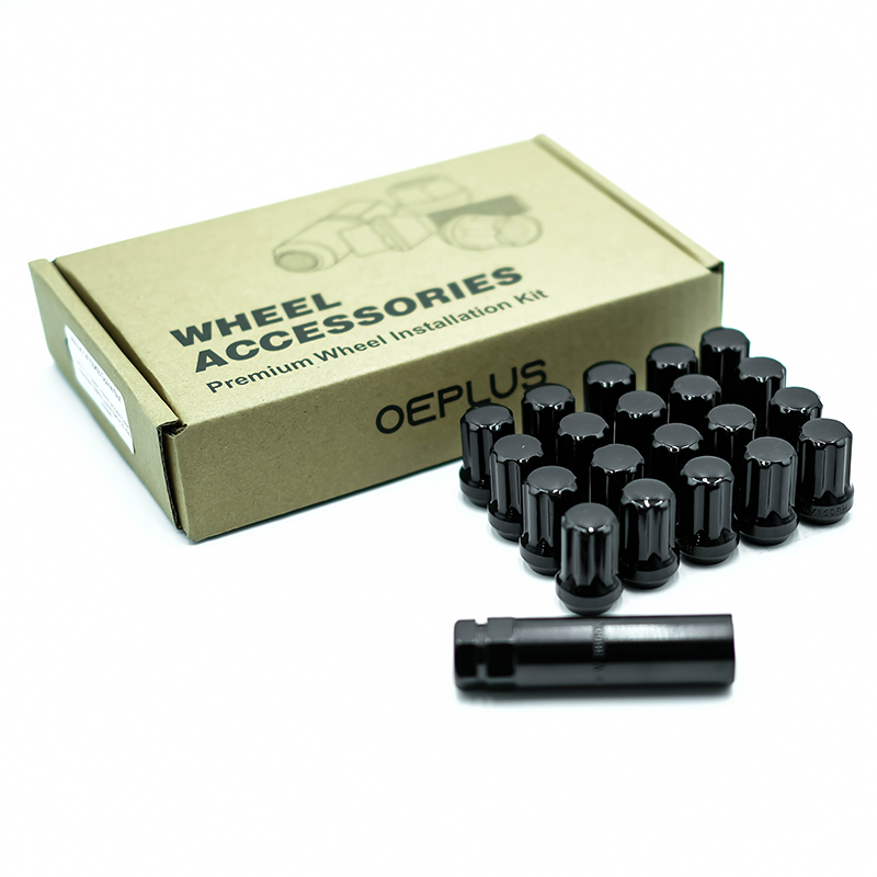 Wheel Nut Set (20 + 1 pcs, Spline) in Gloss Black (21mm) | OE+ (OEPlus)
