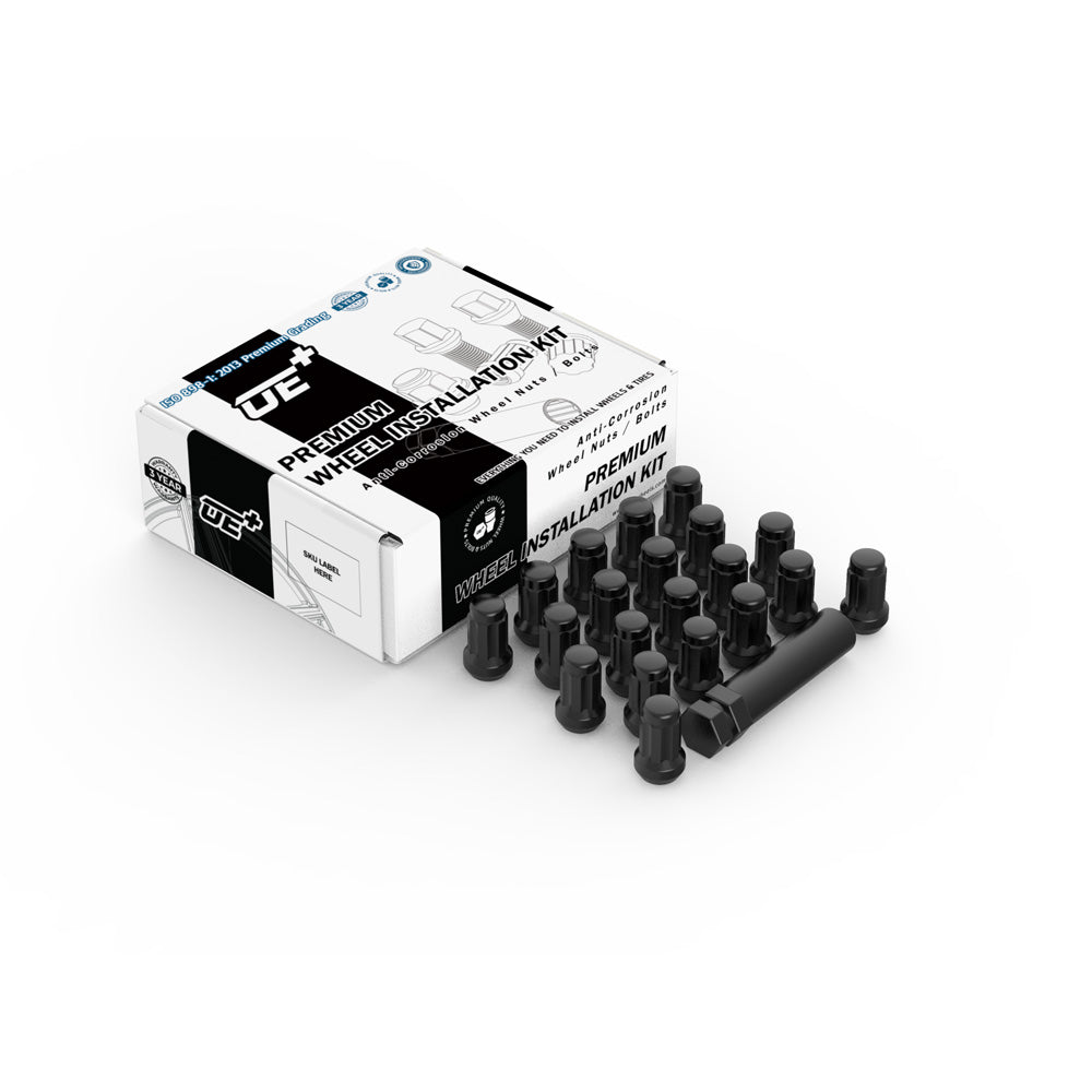 Wheel Nut Set (20+1 pcs) — 6-Spline in Gloss Black (19/21mm) | OE+
