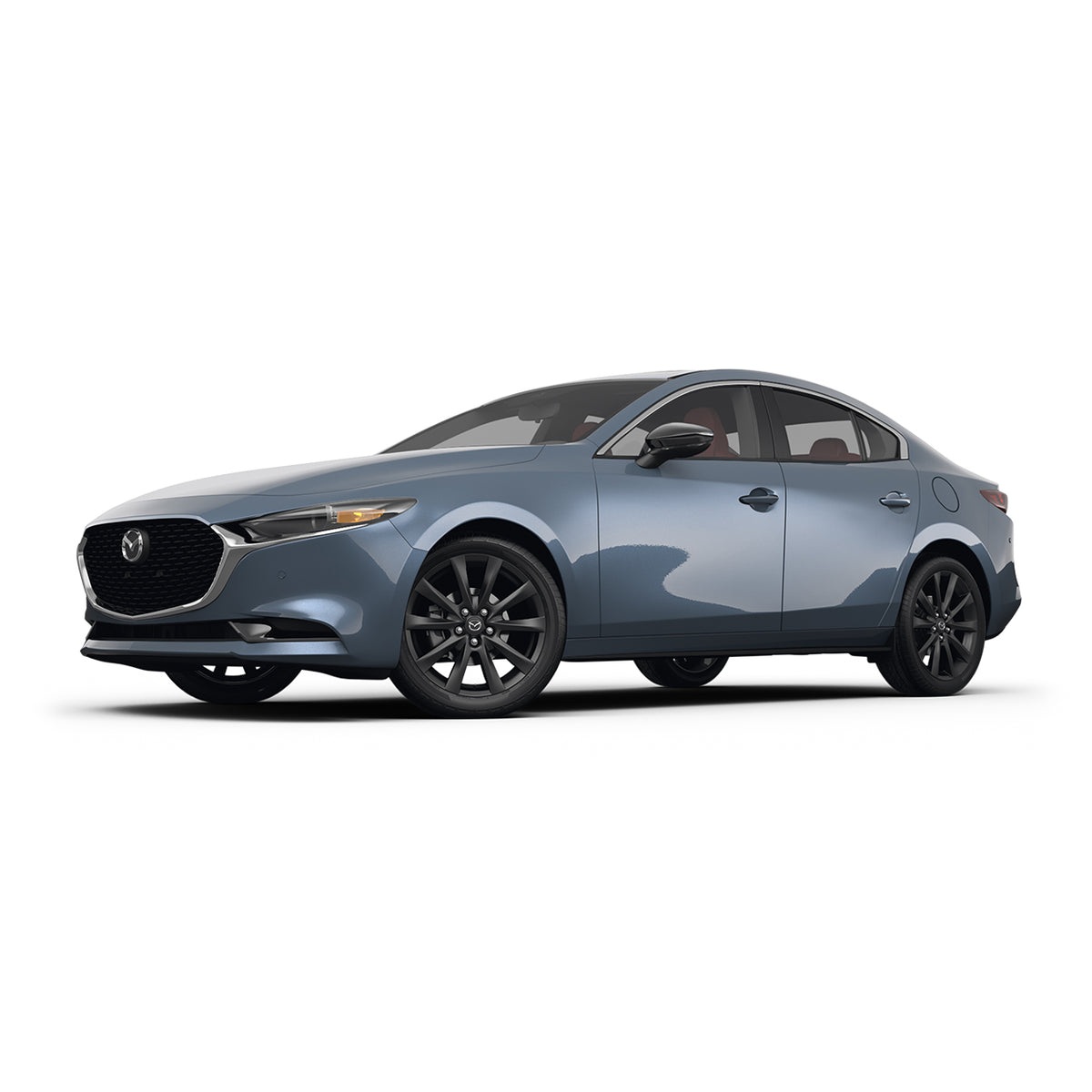 Teal Mazda car on a white background