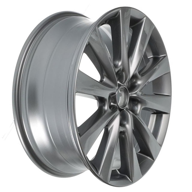 Silver alloy wheel on a white background
