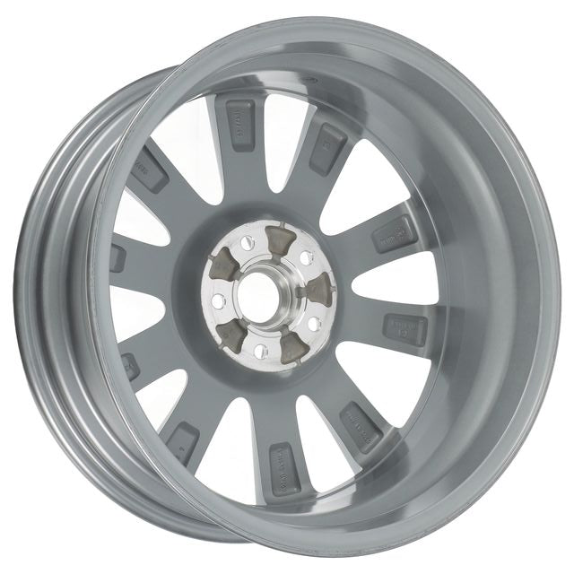 Silver alloy wheel on a white background