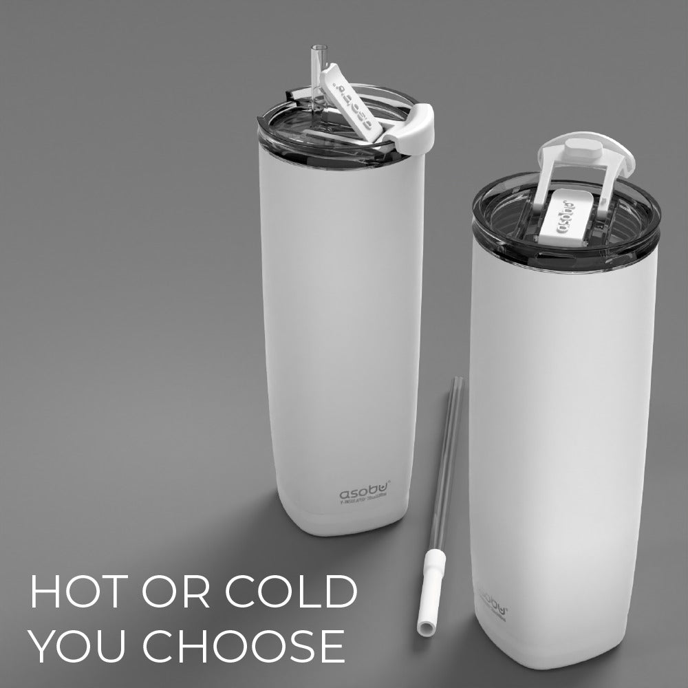 Tumbler — 20 oz. Aqualina w/ Built-In Straw (White) | Mazda × Asobu
