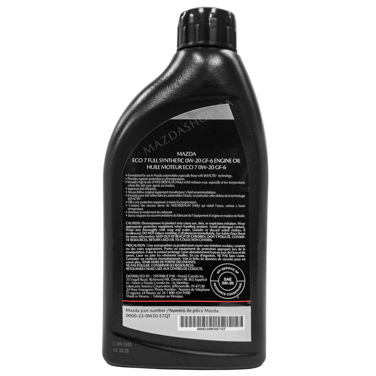 Engine Oil, Full Synthetic (GF-6, ECO 7) | Mazda (SAE 0W-20)