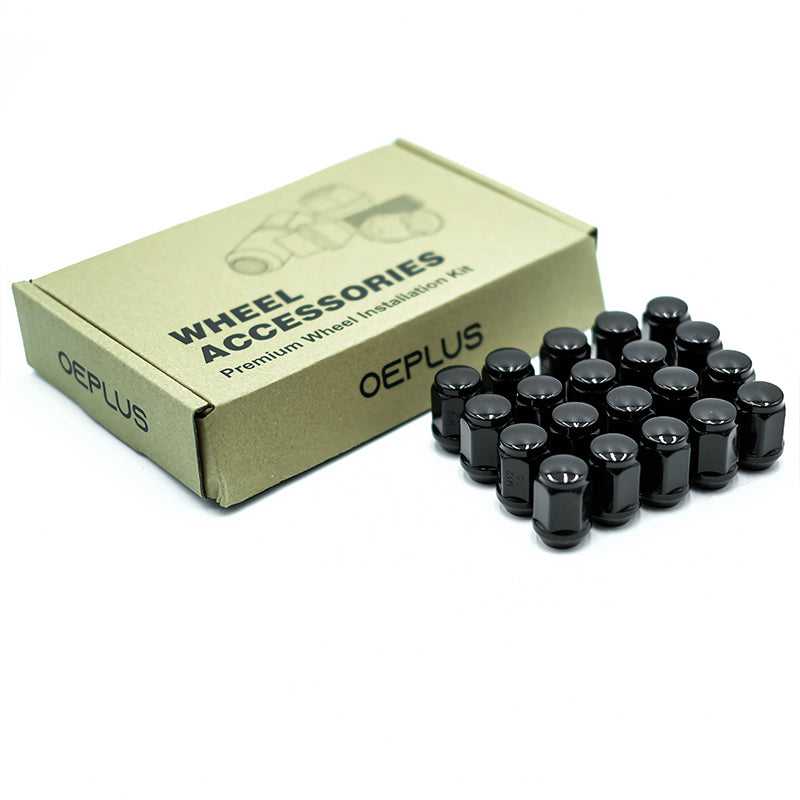 Wheel Nut Set (20 pcs) — Acorn in Gloss Black (21mm) | OE+ (OEPlus)