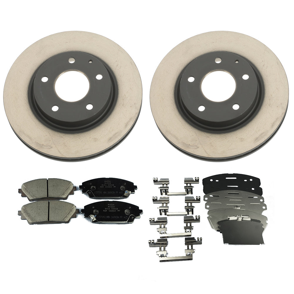Brake Package, Front: Pads, Rotors & Attachment Kit | Mazda3 Sedan & Hatchback, Mexico-Built (2019-2024)