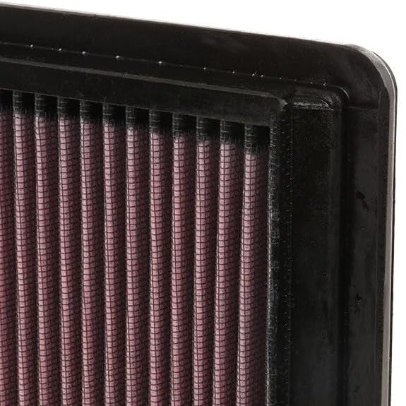 Close-up of a black air filter with pleated design