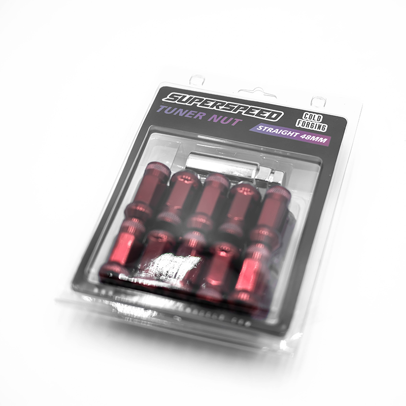 Wheel Nut Set (20+1 pcs) — Tuner in Red Chrome (19mm) | Superspeed Wheels
