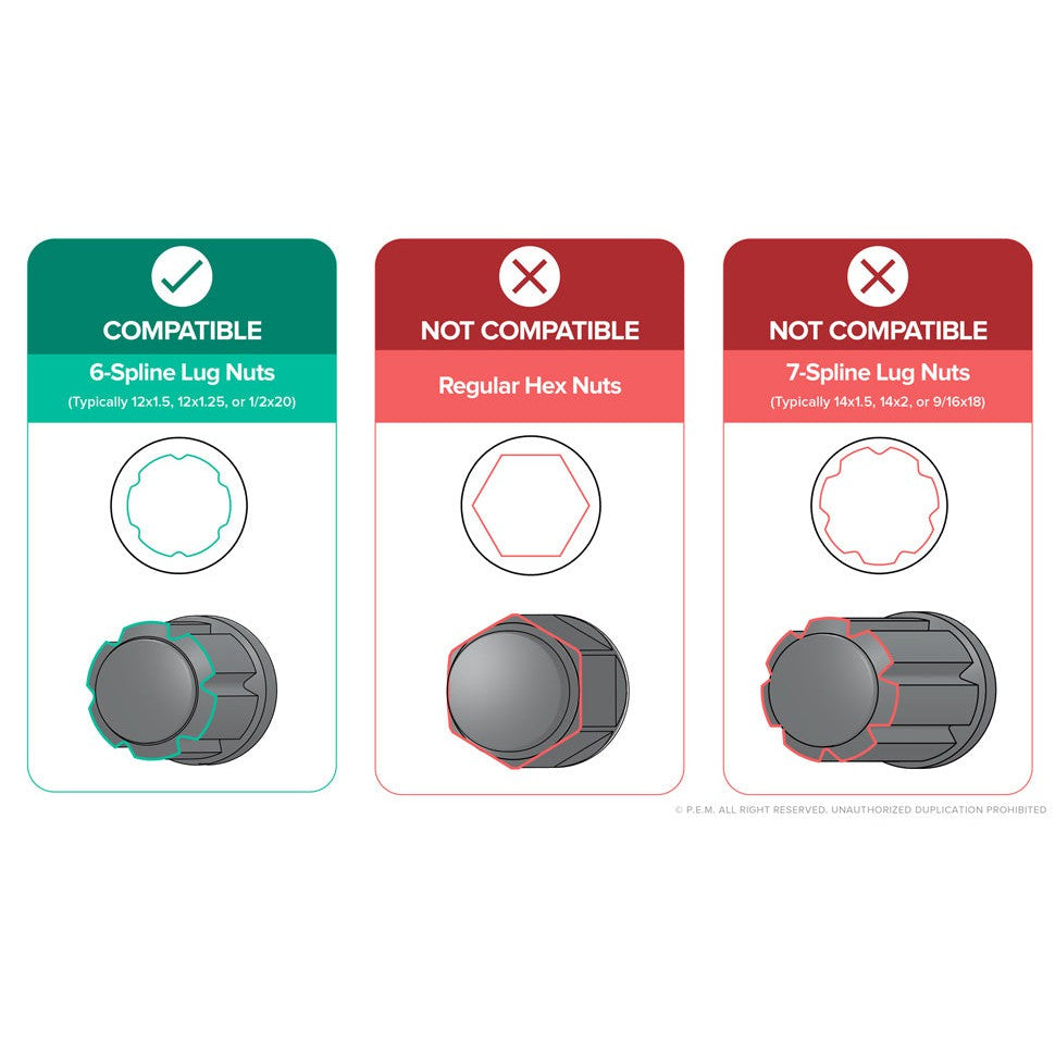 Wheel Nut Adapter Key — 6-Spline in Chrome | Dialyn