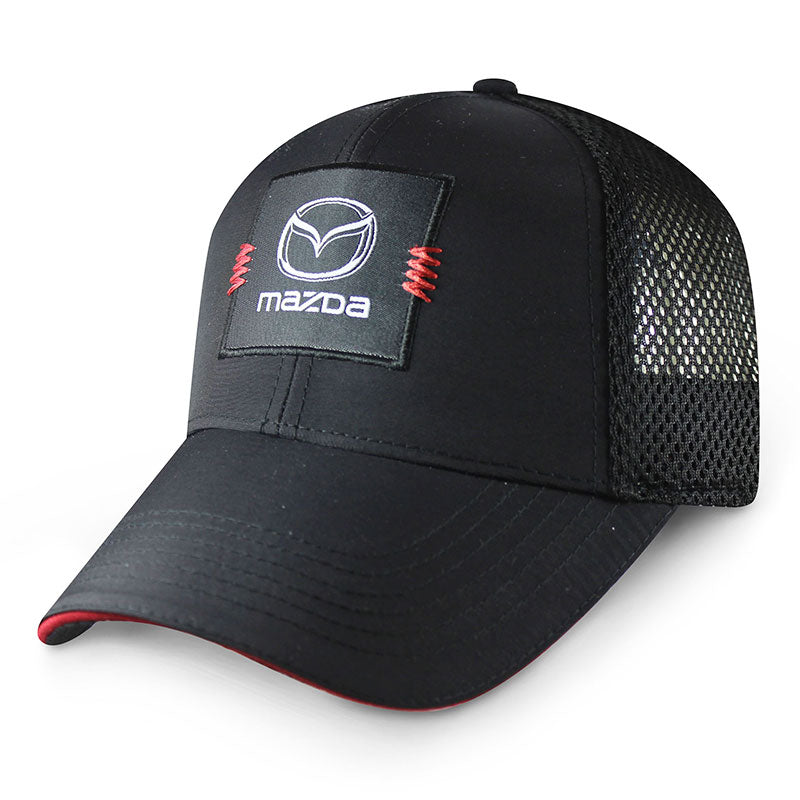 Mazda Woven Patch Trucker Snapback Cap - Black/Red