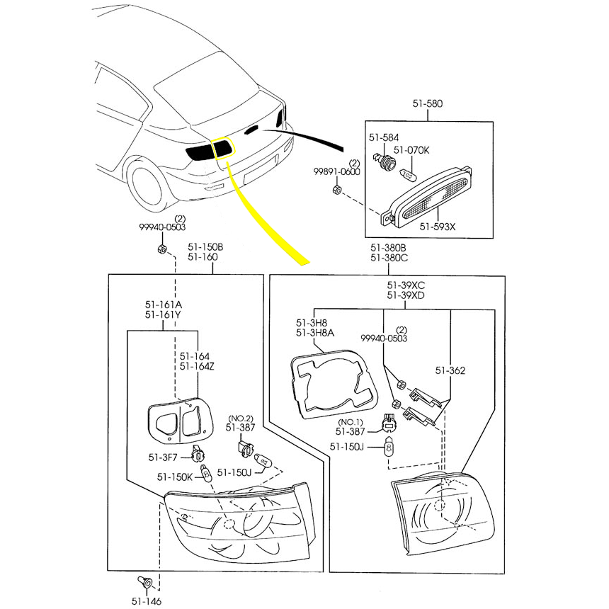 Tail Lamp Trunk Light (Left Trunk) | Mazda3 (2004-2006)