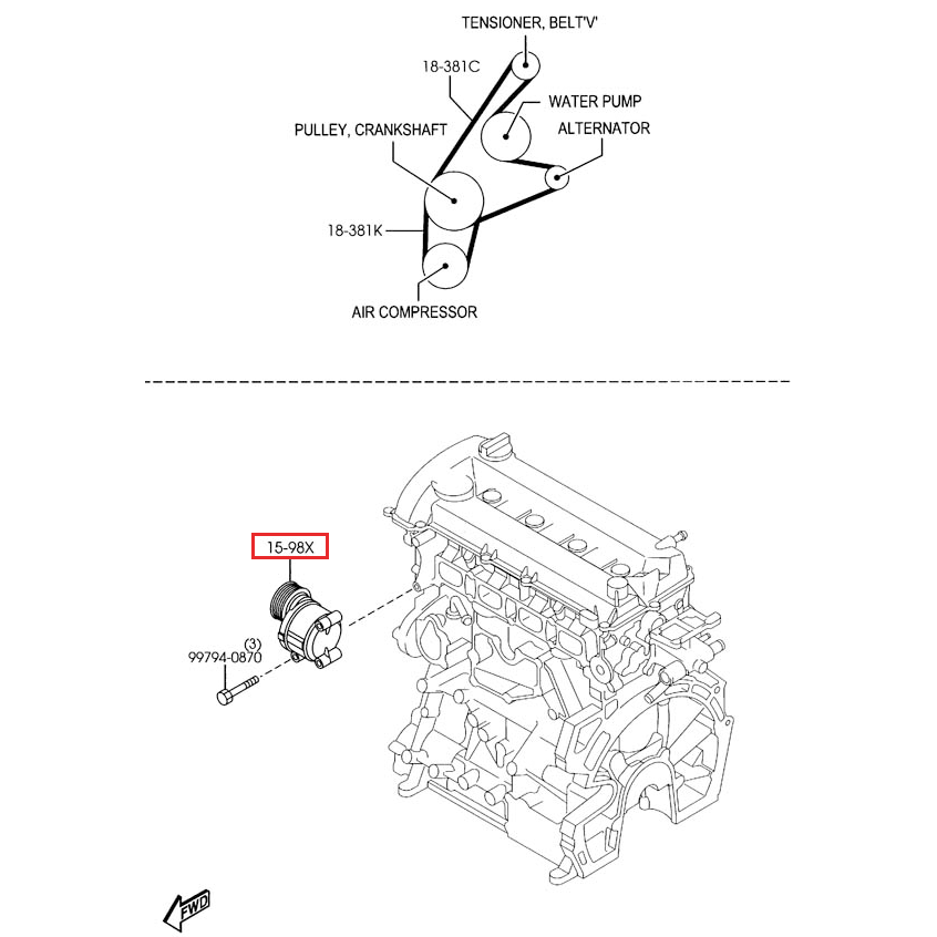 V-Belt Tensioner (Manual Transmission) | Mazda3 Sedan & Hatchback (2004-2013)